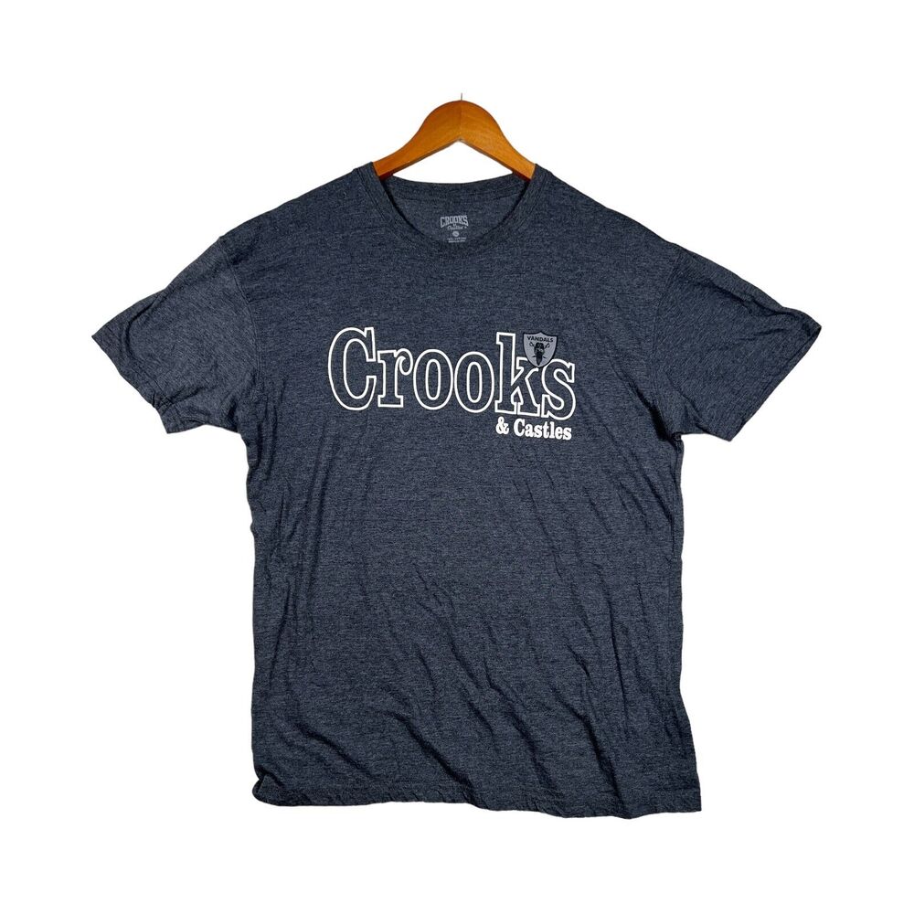 Crooks And Castles Gray Streetwear Hip Hop Indie Vandals Graphic T-Shirt Adult L